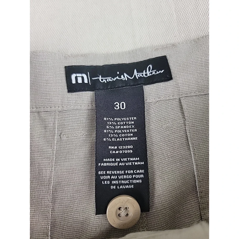 TravisMathew Golf Shorts Mens 30 Grey Heathered Stretch Performance Flat Front